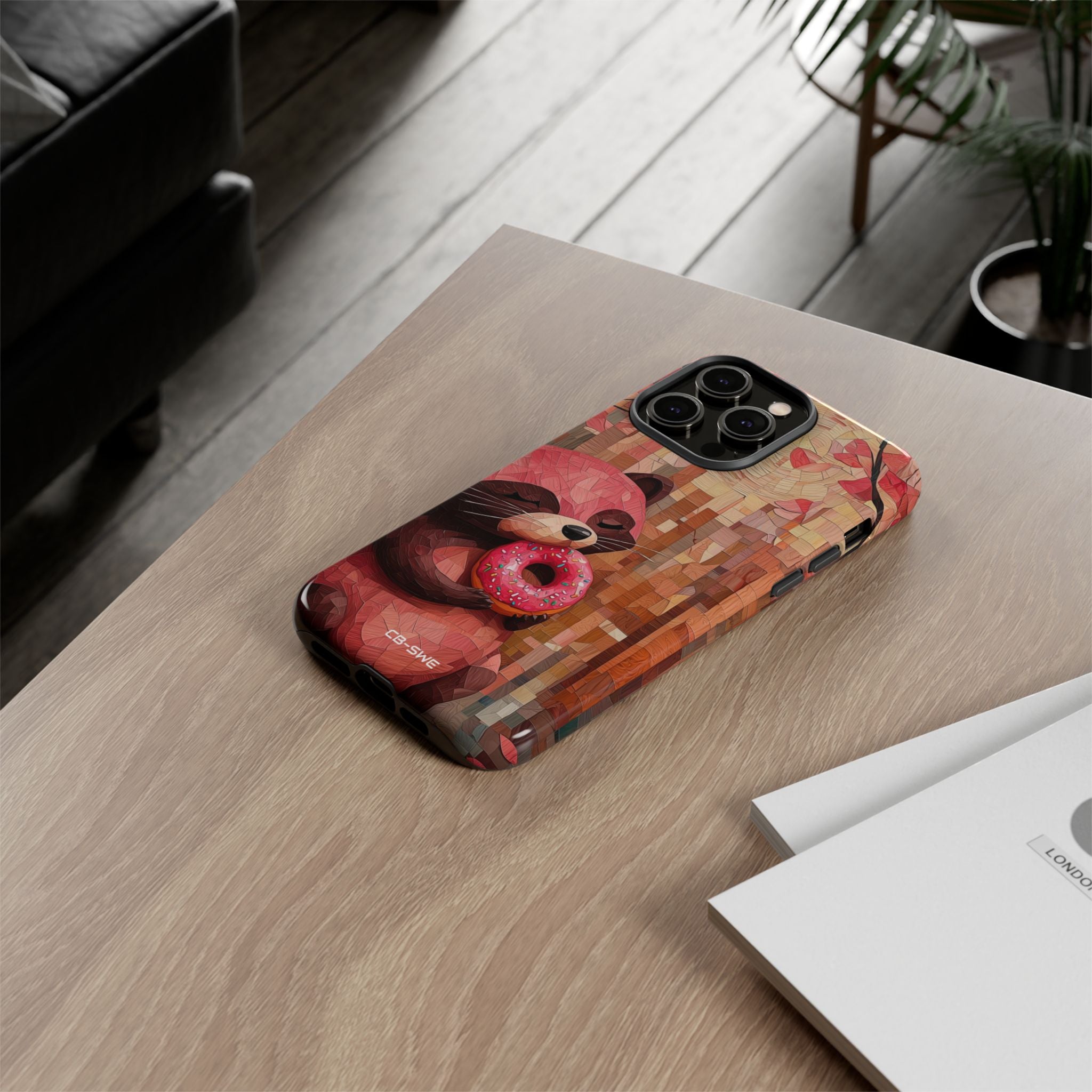 Raccoon Holds Donut - iPhone Case