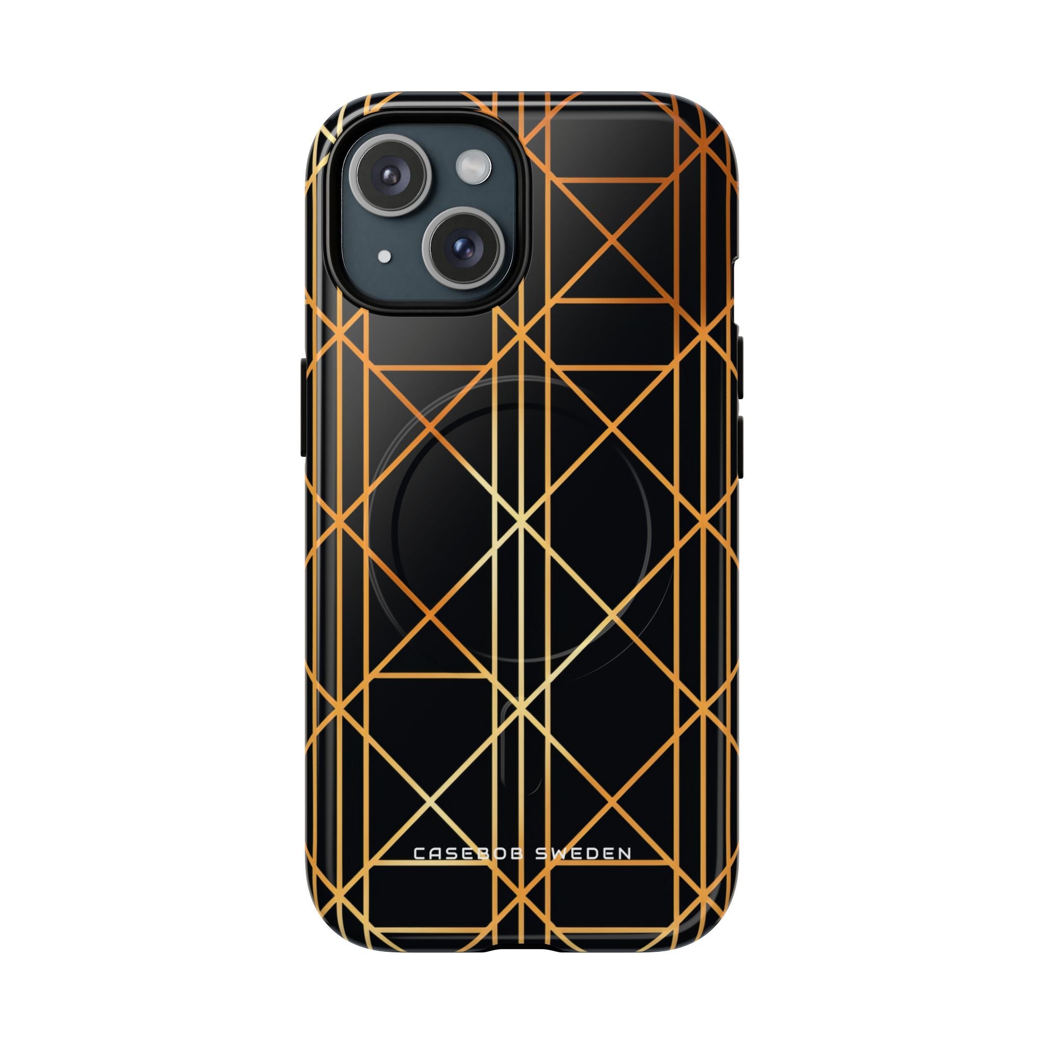 Golden Geometric Elegance iPhone 15 | Tough+ Phone Case