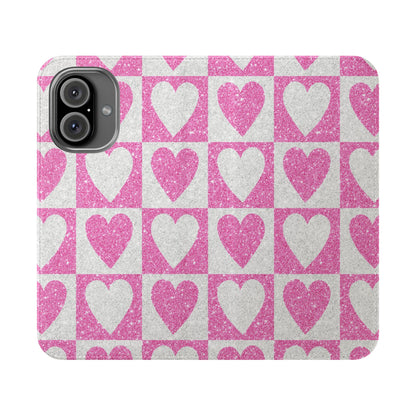 Glitter Heartgrid - iPhone 16  Case - Wallet