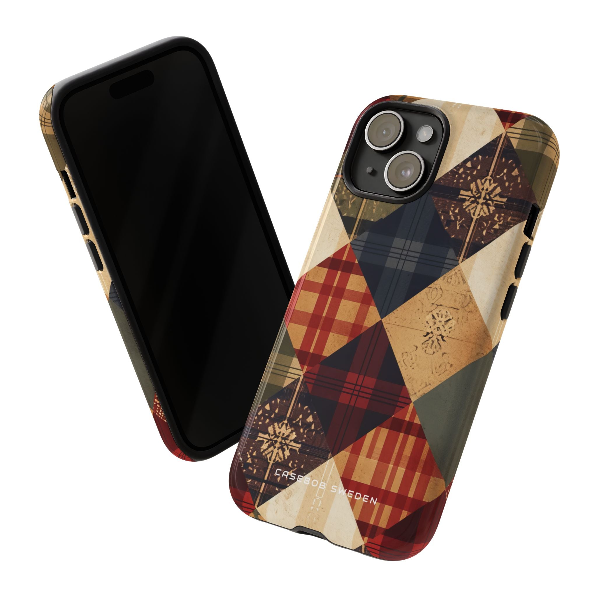 Rustic Geometric Patchwork Harmony iPhone 15 - Tough Phone Case