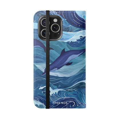 Dolphin Wave Dance - iPhone 15 Pro Max Case - Wallet