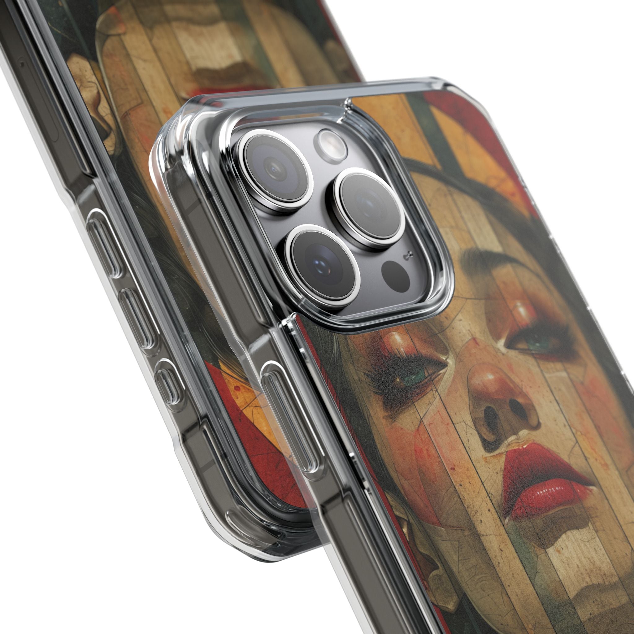 Bold Art Deco Portrait - Clear Impact iPhone 15 Phone Case