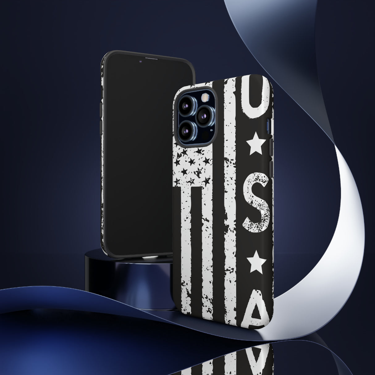 Black n White U.S Flag - Protective Phone Case