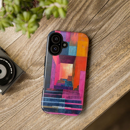 Pink Orange Geometry - Tough iPhone 16 Phone Case