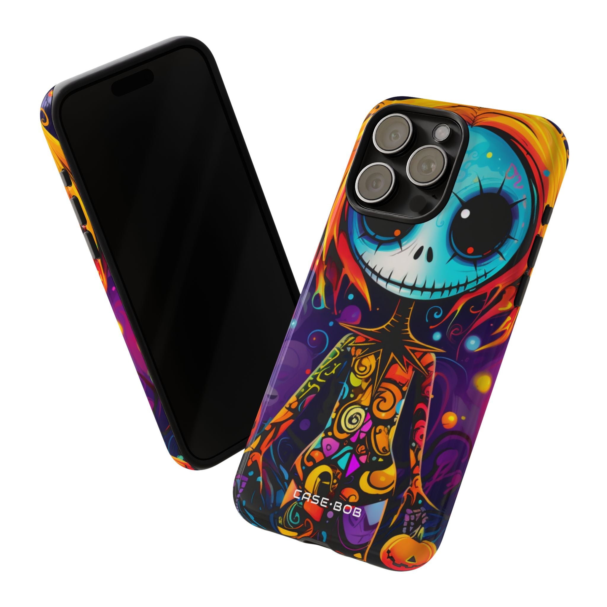 Blue Skull Swirl iPhone 15 Pro Max Case - Tough