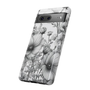 Monochrome Flora | Protective Phone Case for Google Pixel