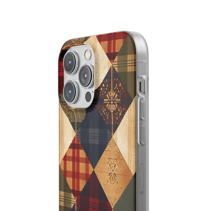 Rustic Geometric Patchwork Harmony iPhone 14 - Flexi Phone Case