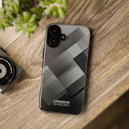 Grayscale Geometric Layers iPhone 16 - Tough