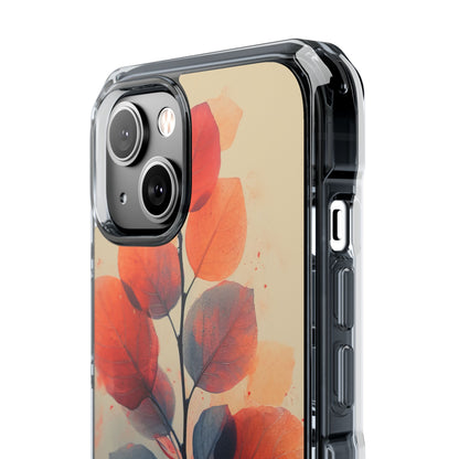 Orange Gray Leaves - Clear Impact iPhone 14 Phone Case