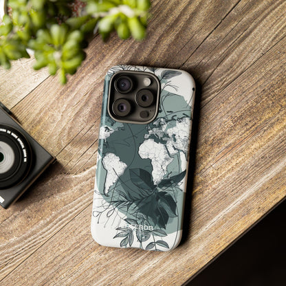 Botanische Weltkarte iPhone 15 – Robust