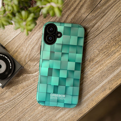 Folded Blue Squares iPhone 16 - Tough