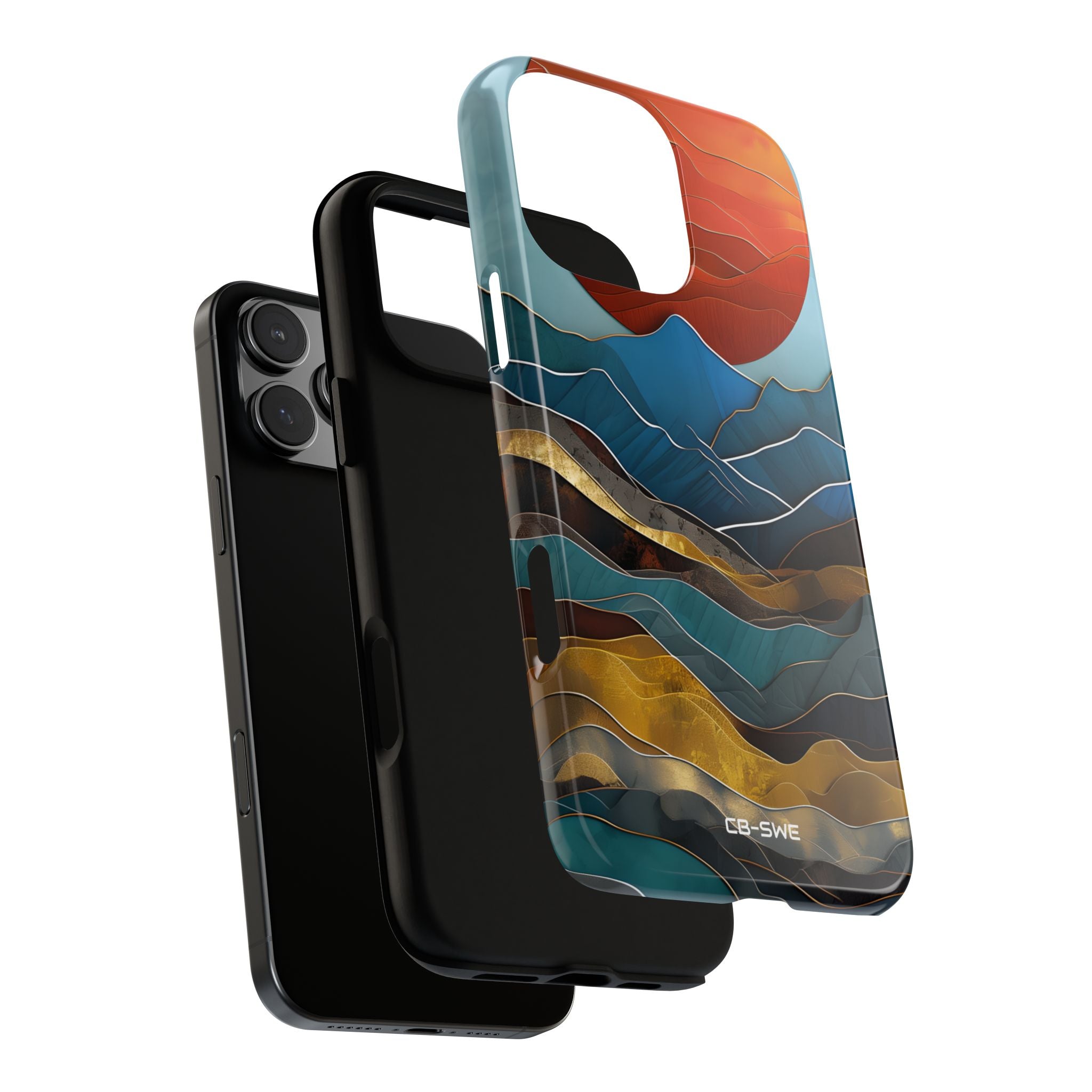 Sunset Geometry Waves - iPhone Case