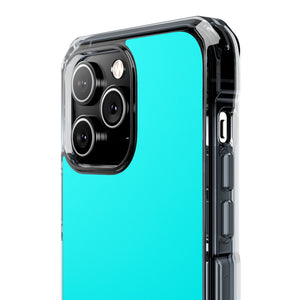 Cyan-Blau | Handyhülle für iPhone (Clear Impact Case – magnetisch) 