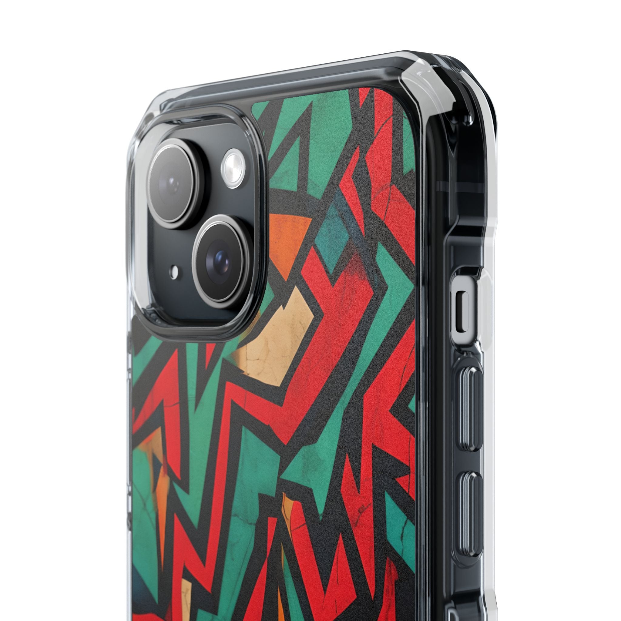 Crimson Jagged Layers iPhone 15 Case - Impact