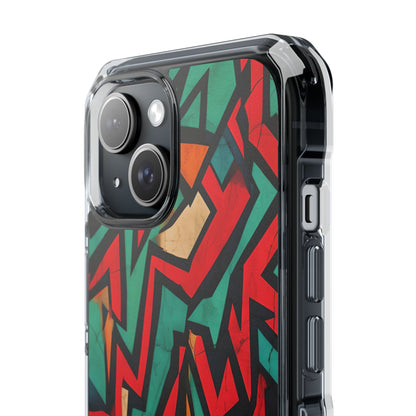 Crimson Jagged Layers iPhone 15 Case - Impact