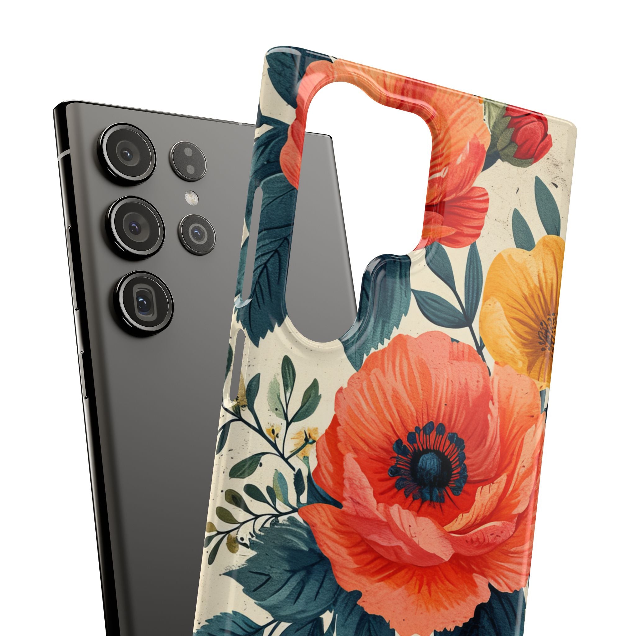 Vibrant Botanical Poppies - Slim Samsung S23 Phone Case