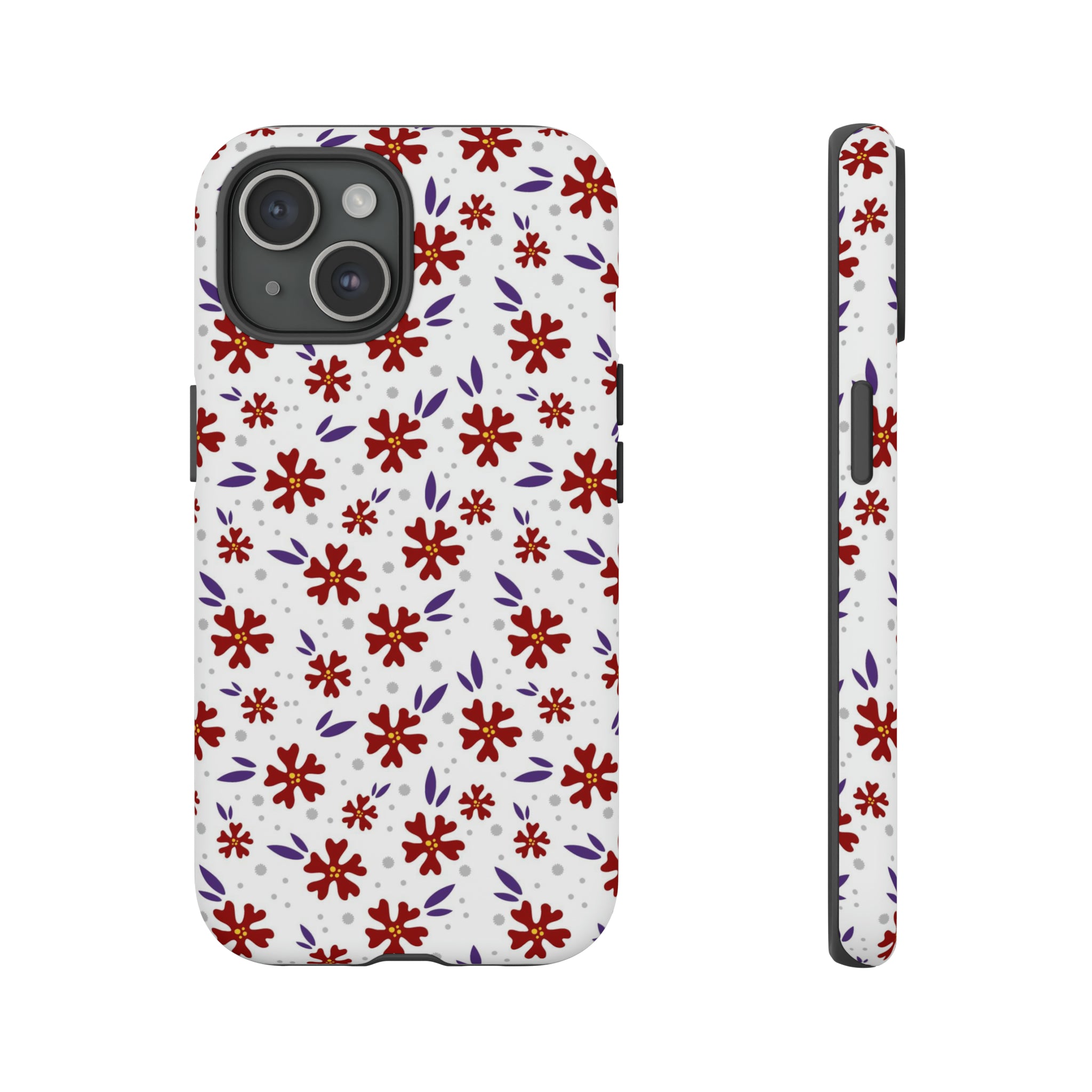 Red Flower Pattern - Protective Phone Case