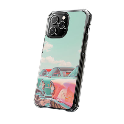 Vintage Turquoise Cars - Clear Impact iPhone 14 Phone Case