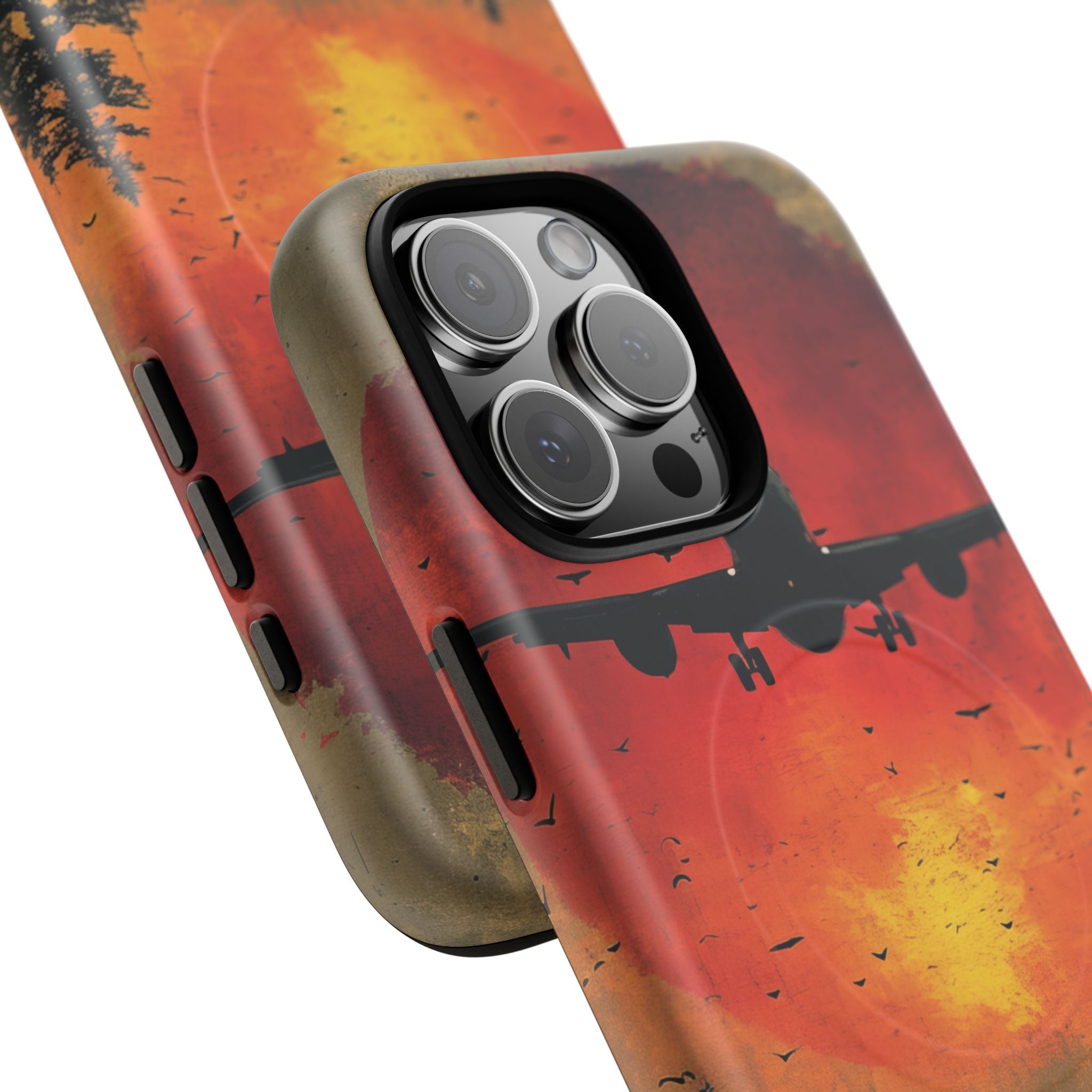 Vintage Sunset Airplane Silhouette iPhone 16 | Tough+ Phone Case