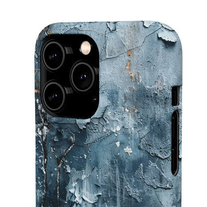 Weathered Blue Tapestry with Cracked Layers iPhone 14 - Slim Phone Case