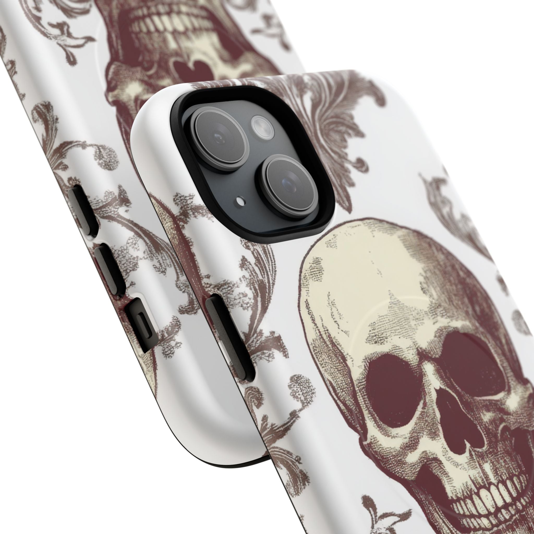 Gothic Skulls and Ornate Foliage iPhone 15 | Tough+ Phone Case