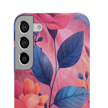 Pink Blue Floral - Slim Samsung S22 Phone Case