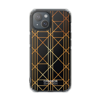 Golden Geometric Elegance iPhone 15 - Impact Clear+