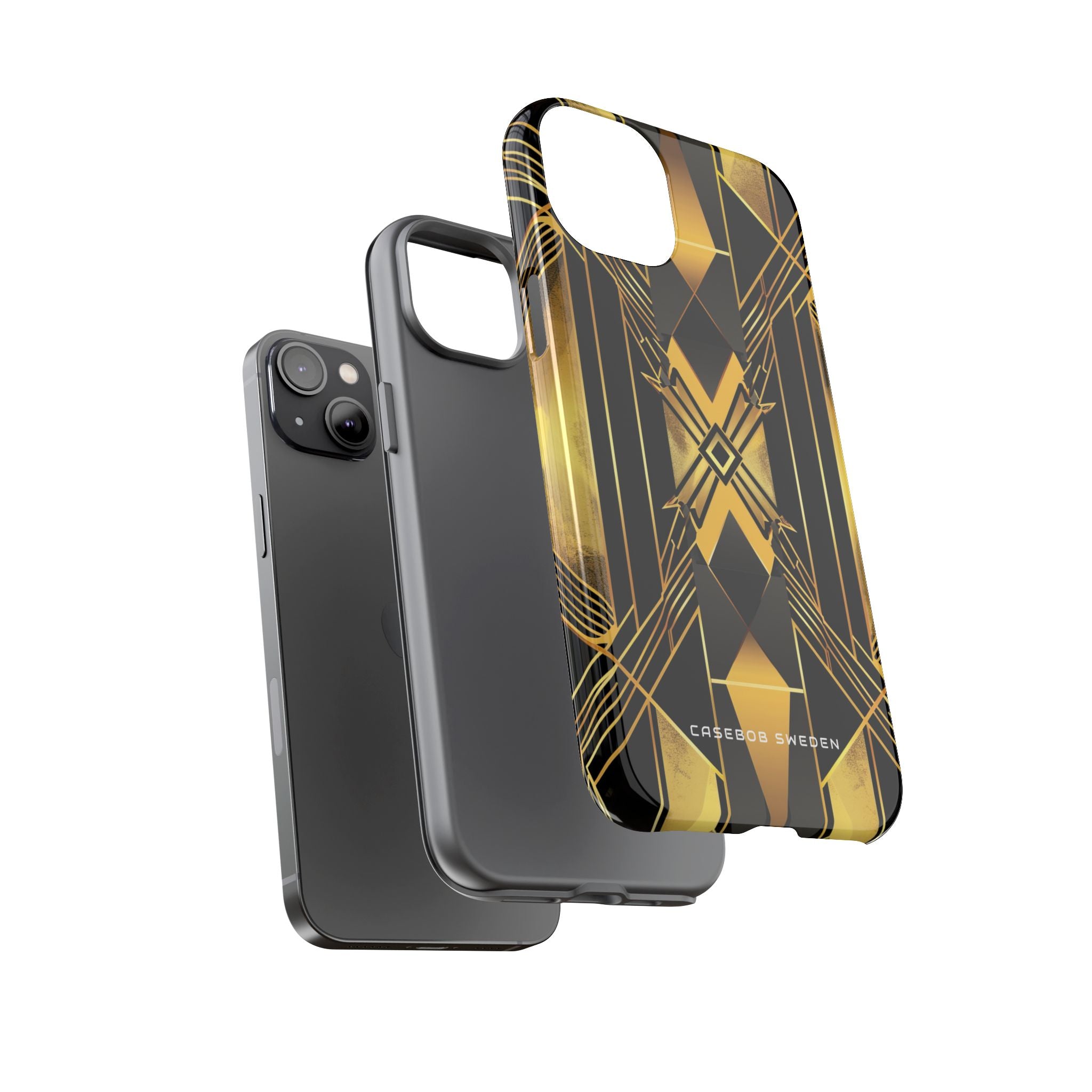 Golden Geometric Elegance iPhone 14 - Tough Phone Case