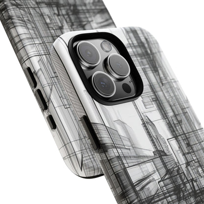 Urban Complexity: Black Lines Design - for iPhone 16