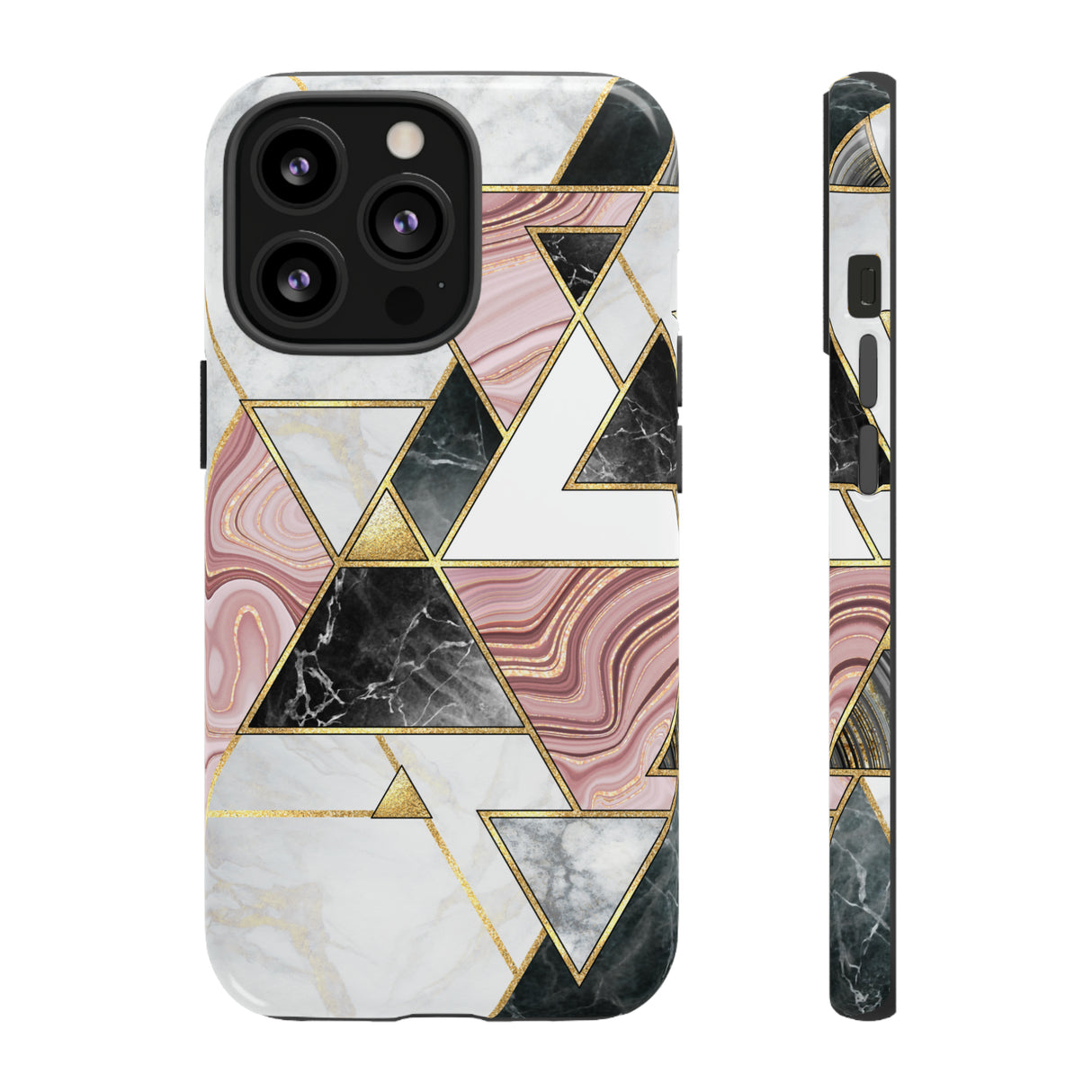 White Pink Mosaic - Protective Phone Case