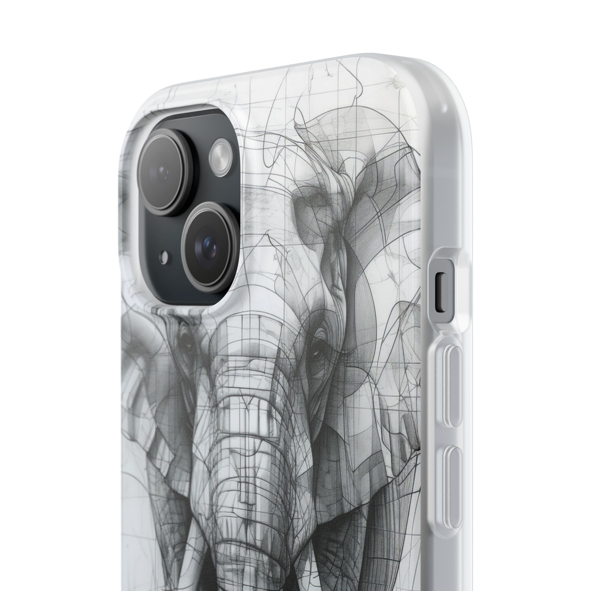 Elephant Line Geometry iPhone 15 - Flexi Phone Case