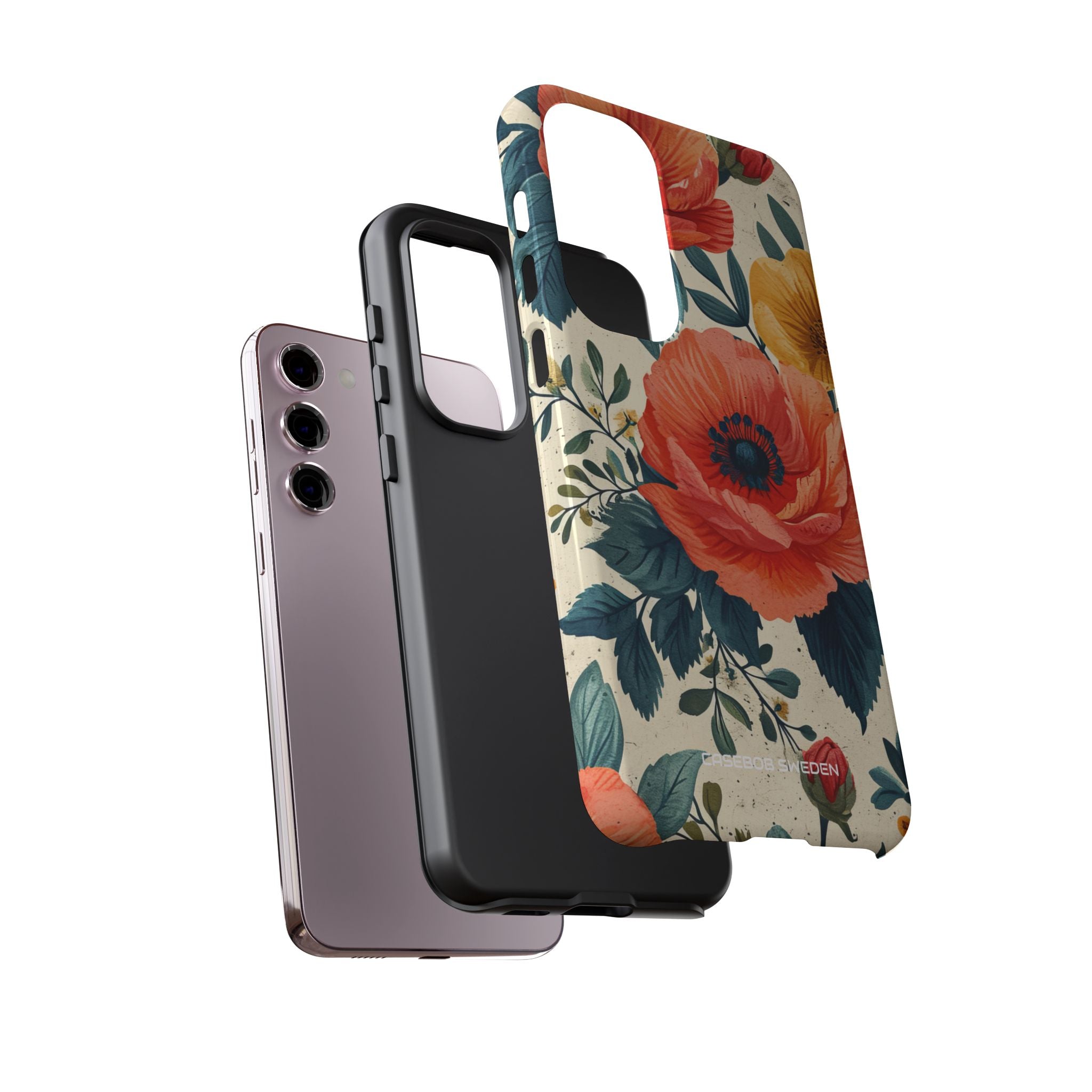 Vibrant Botanical Poppies - Tough Samsung S23 Phone Case