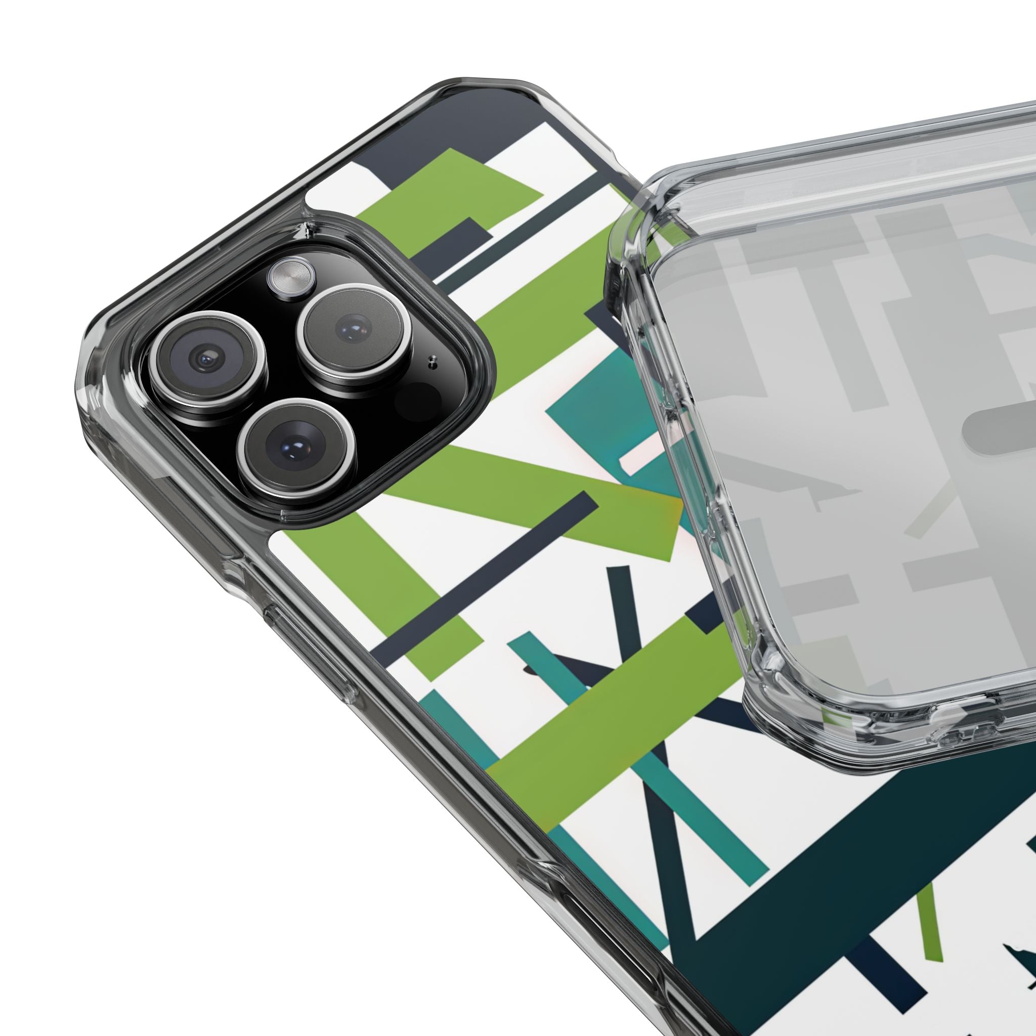 Green Geometry Glide iPhone 16 - Clear Impact Phone Case