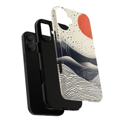 Red Sun Over Flowing Horizons iPhone 16 | Tough+ Phone Case