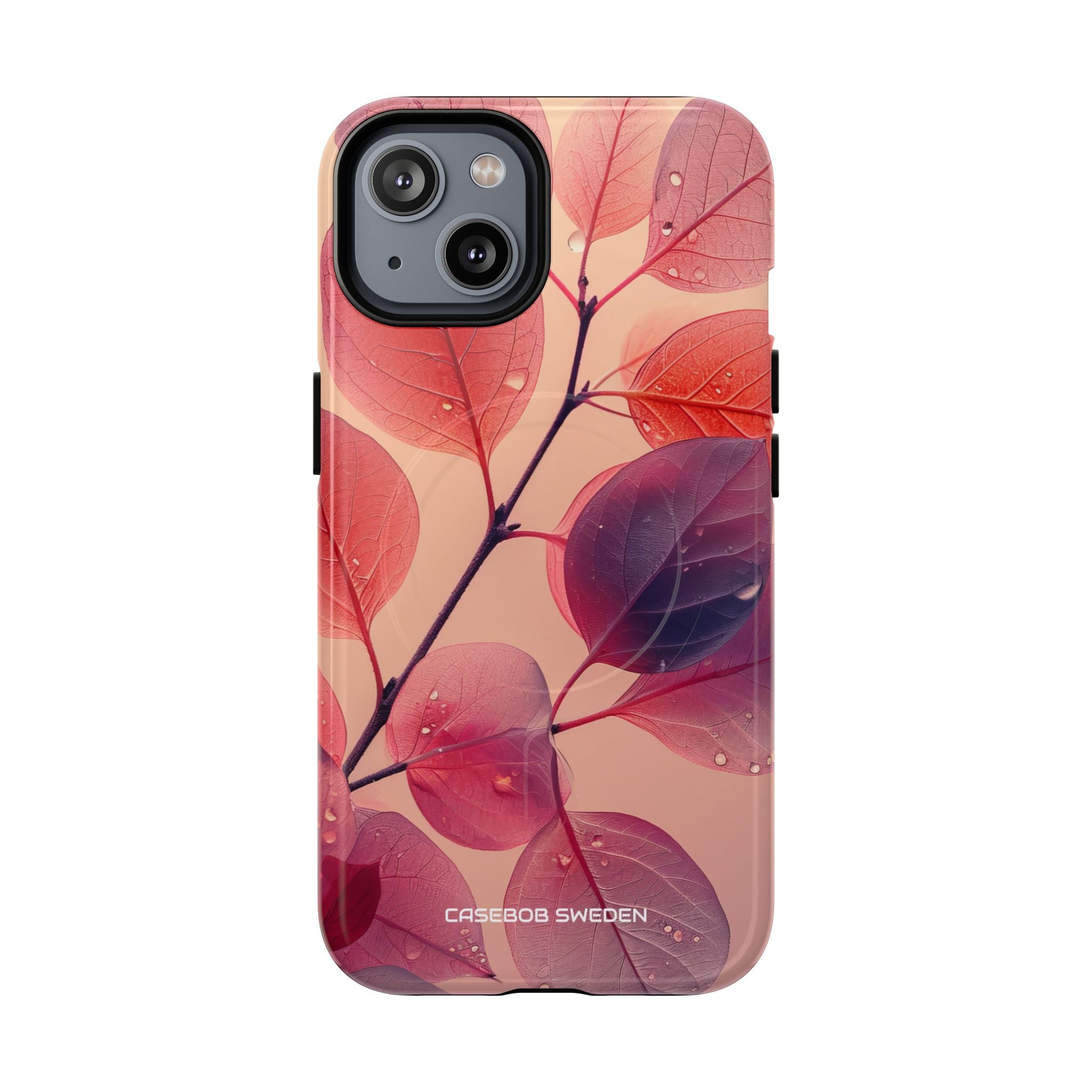 Pink Serenity Leaf Design - Tough + MagSafe® iPhone 14 Phone Case