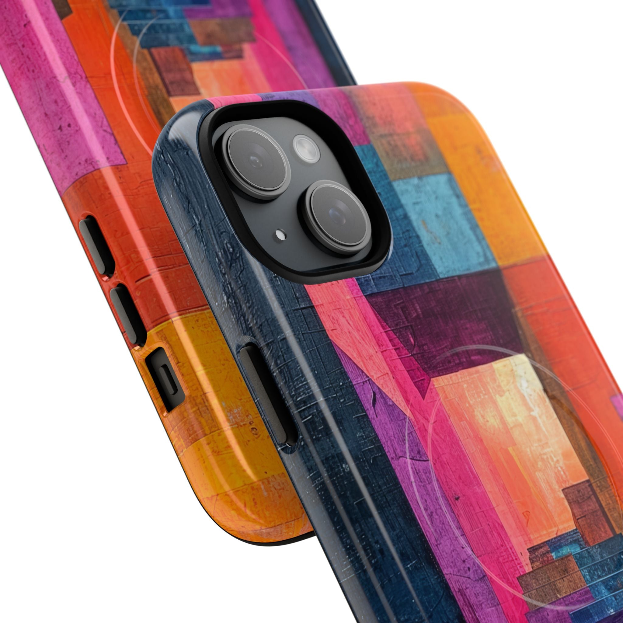 Pink Orange Geometry - Tough + MagSafe® iPhone 15 Phone Case