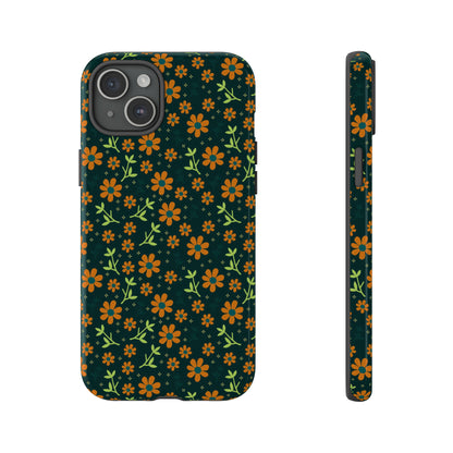 Green Flower Pattern - Protective Phone Case