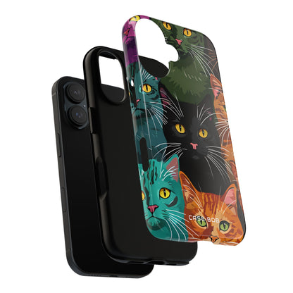 Teal Cat Grid iPhone 16 Pro Case - Tough