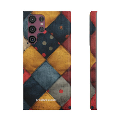 Blue Red Patchwork - Slim Samsung S22 Phone Case