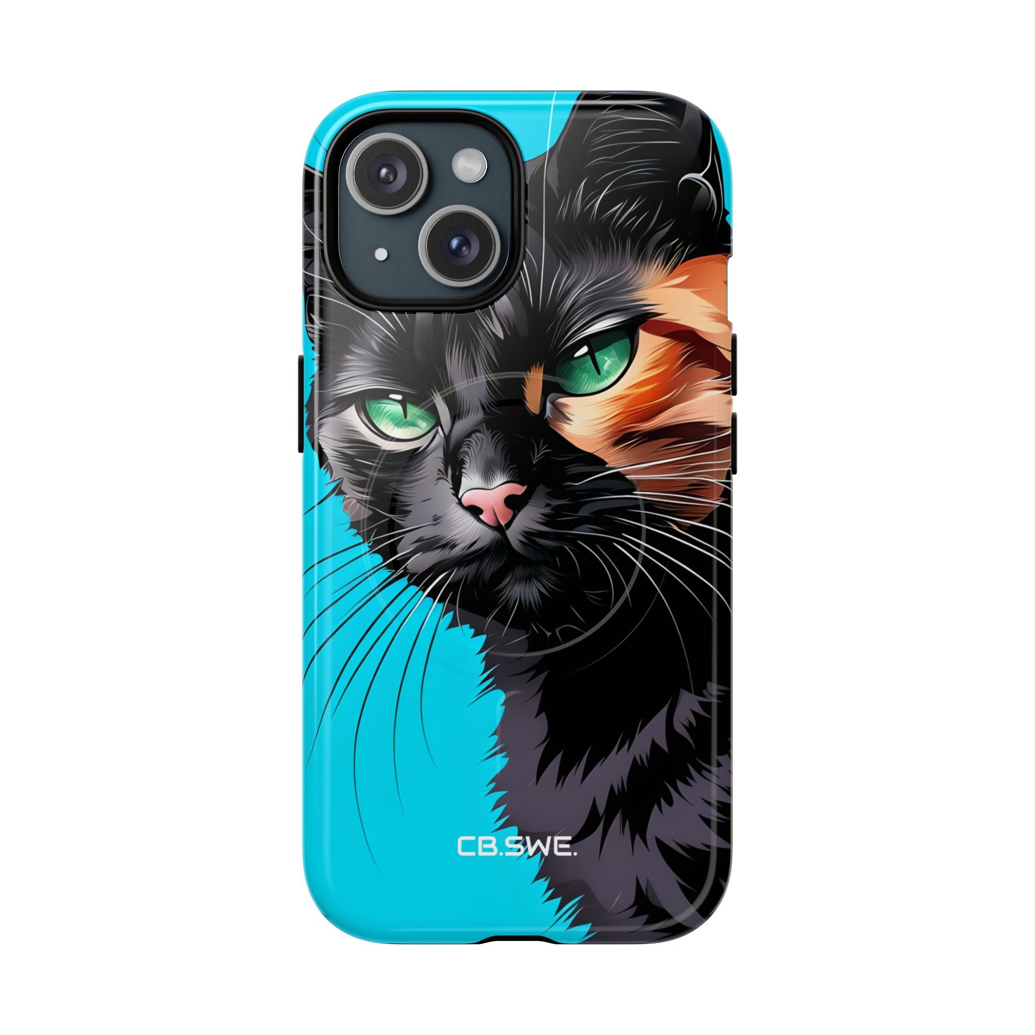 Expressive Modern Anime Cat Illustration Vibrant Mobile Wallpaper iPhone 15 - Tough+