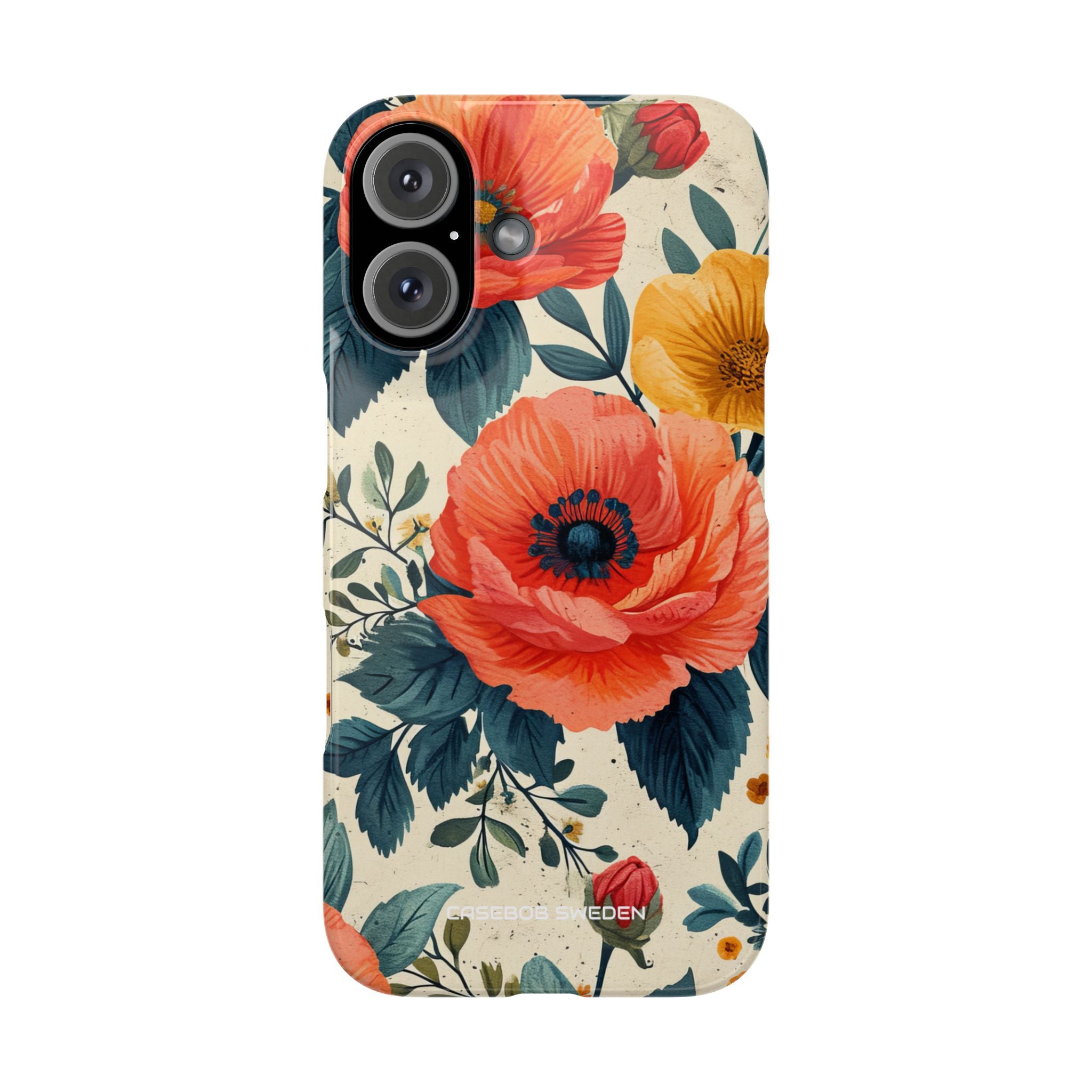 Lebendige botanische Mohnblumen - Schlanke iPhone 16 Handyhülle