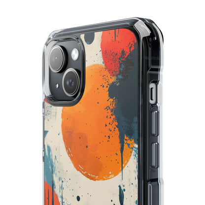 Orange Blue Splash - Clear Impact iPhone 15 Phone Case