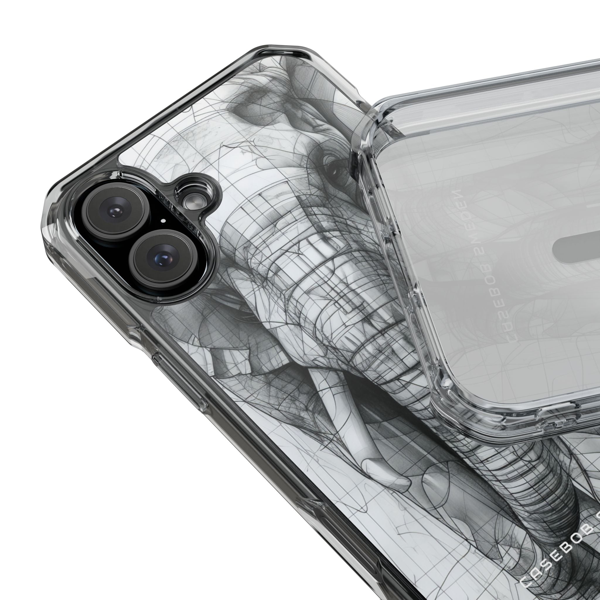 Elephant Line Geometry iPhone 16 - Clear Impact Phone Case