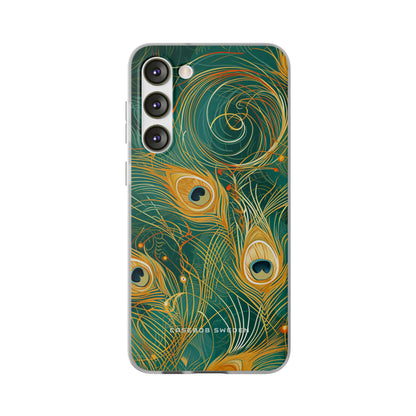 Peacock Elegance in Teal and Gold Samsung S23 - Flexi Phone Case