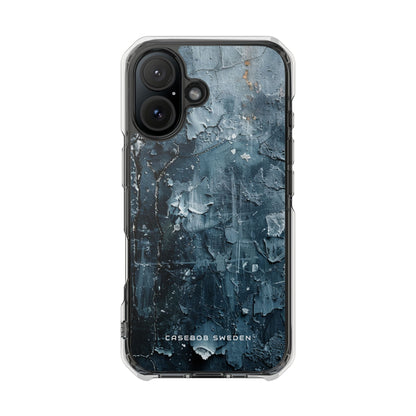 Weathered Blue Tapestry with Cracked Layers iPhone 16 - Clear Impact Phone Case