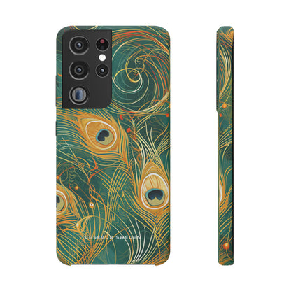 Peacock Elegance in Teal and Gold Samsung S21 - Slim Phone Case