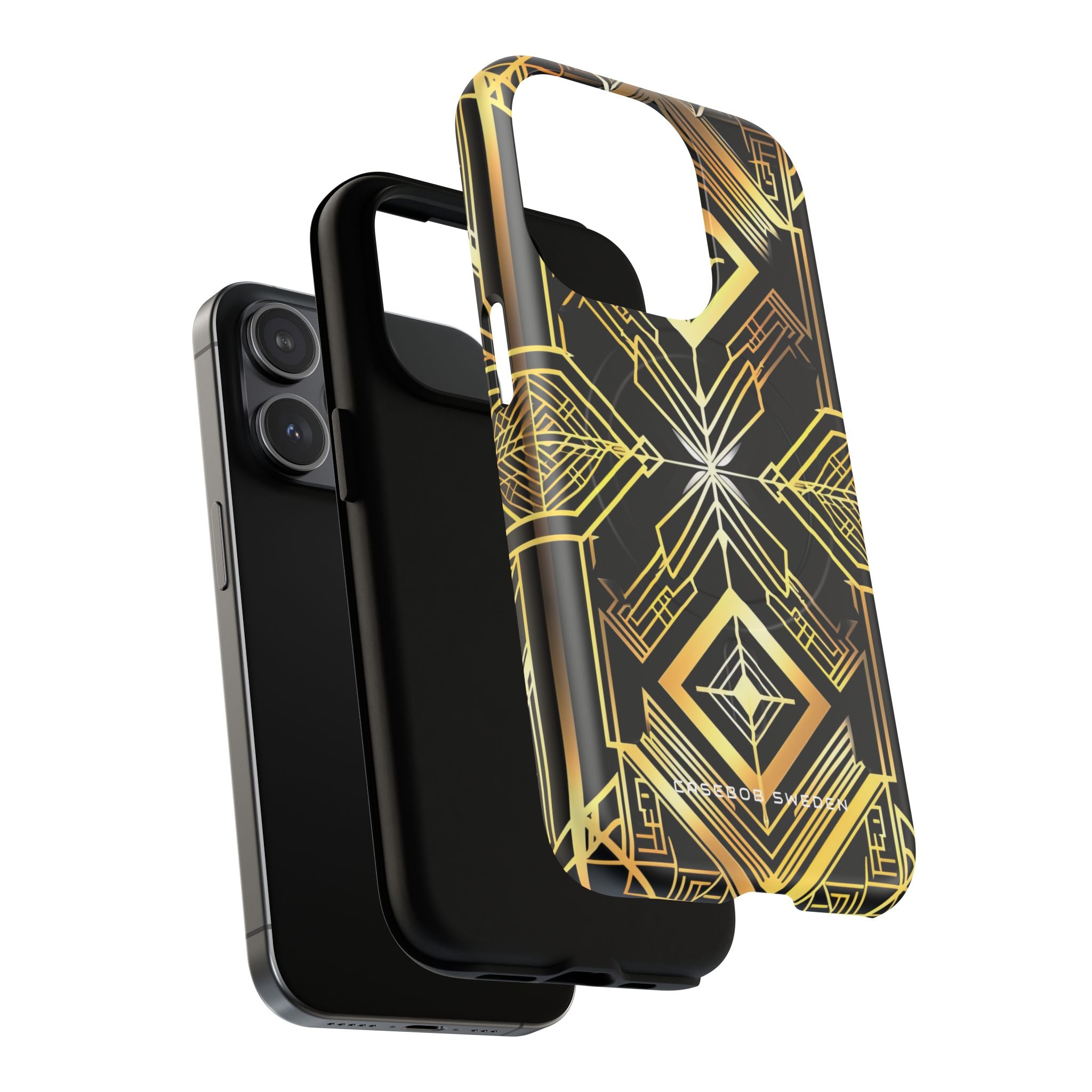 Golden Geometric Opulence iPhone 15 | Tough+ Phone Case