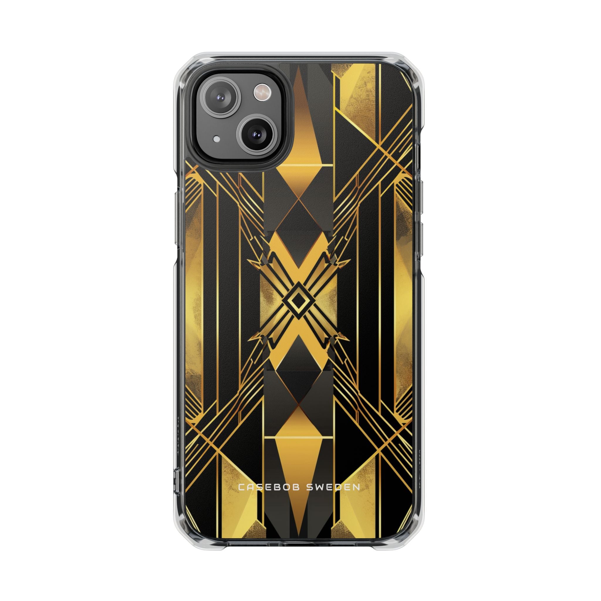 Golden Geometric Elegance iPhone 14 - Clear Impact Phone Case