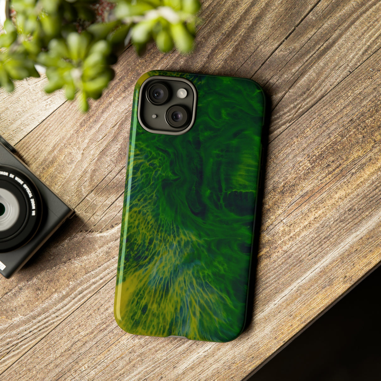 Dark Green Ink Art - Protective Phone Case