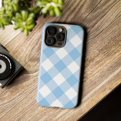 Soft Blue Gingham Elegance - iPhone Case